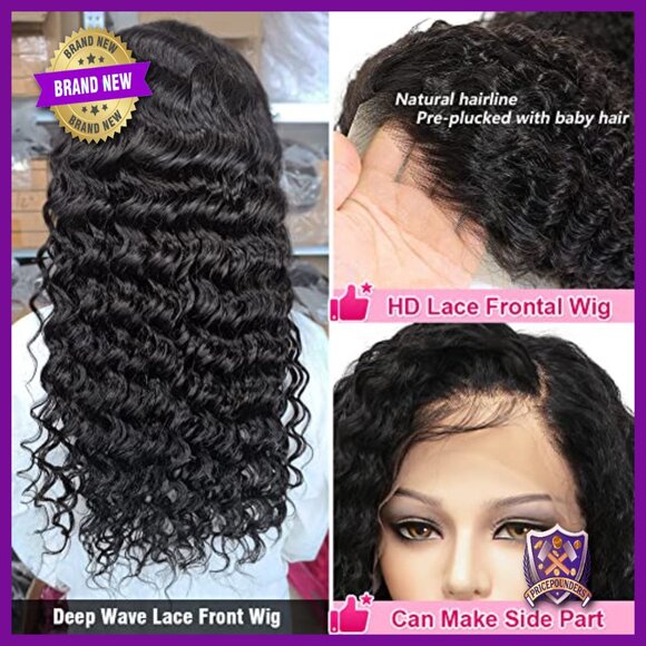 13x4 HD Lace Front Wig Human Hair Deep Wave Glueless Pre Plucked